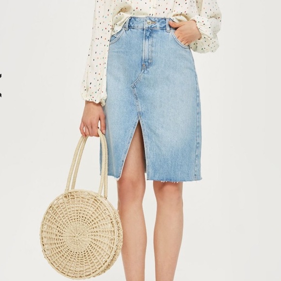 Topshop Dresses & Skirts - TopShop Moto Midi Jean Skirt